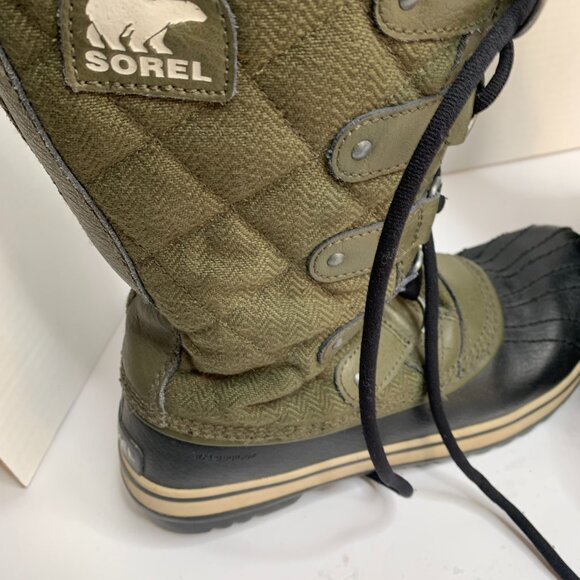 Sorel Women’s Green Leather & Rubber Boots – US Size 8, Fleece-Lined Warmth - Picture 11 of 12